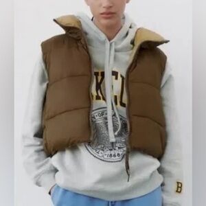 Zara Brown Reversible Puffer Vest